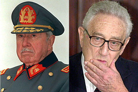 El fallecido ex dictador Augusto Pinochet y el secretario de Estado de Nixon, Henry Kissinger.