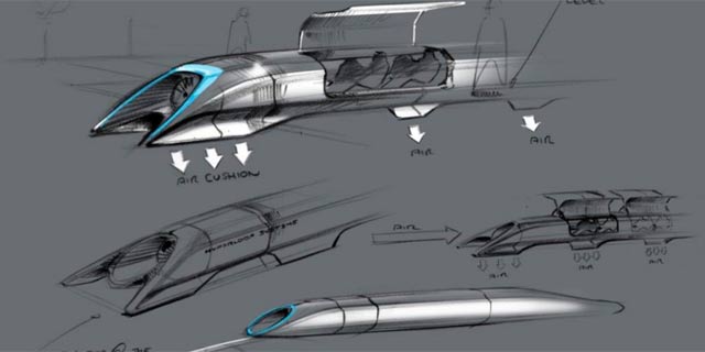 Boceto a mano de cómo sería el Hyperloop. | Reuters