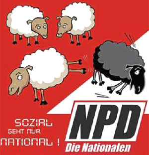 En la copia alemana del cartel suizo se lee: "Lo social pasa por lo nacional". (Foto: EL MUNDO)