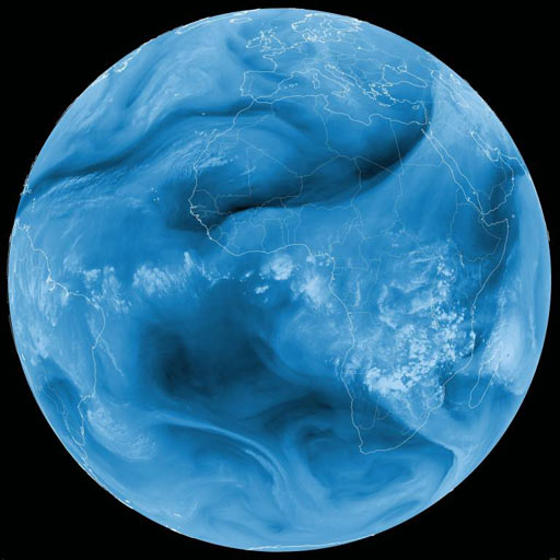 Imagen del vapor de agua que contiene la atmósfera terrestre tomada desde el satélite Envisat de la ESA. (Imágen: ESA)