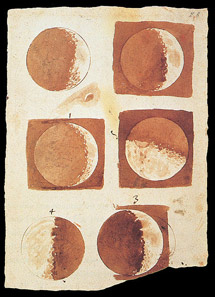 Fases de la Luna, dibujadas por Galileo. | El Mundo