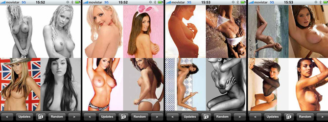 Varias capturas de la aplicación erótica.
