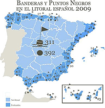 Mapa de España con las banderas y puntos negros. | Ecologistas en Acción
