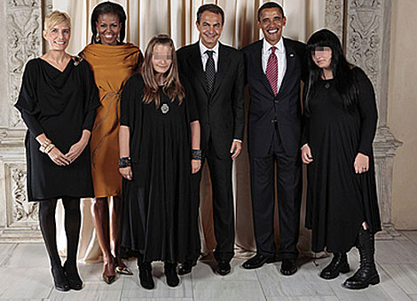 La imagen de los Obama y los Zapatero en el Metropolitan. | L. Jackson | Casa Blanca