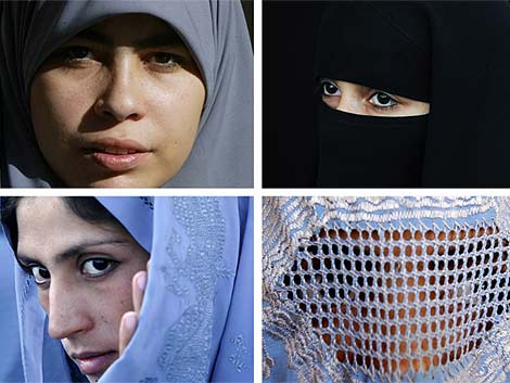 Hijab (arriba izquierda), niqab (arriba derecha), chador (abajo izq.) y burqa (abajo dcha.). | Ap