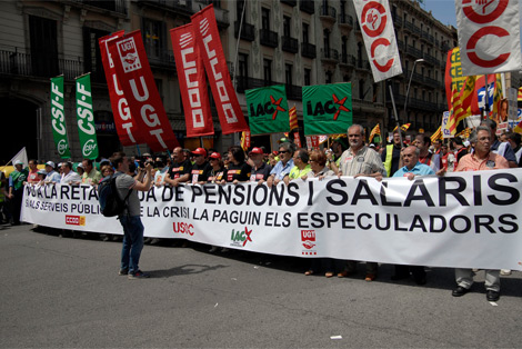 Cabecera de la manifestación en Barcelona.| ACN
