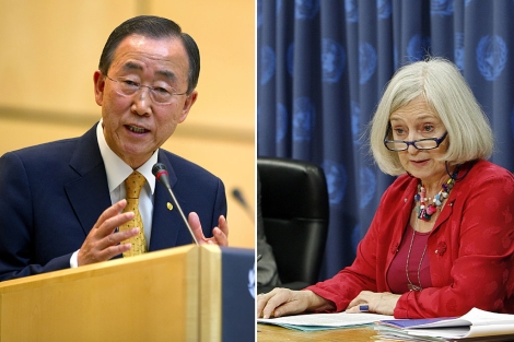 Ban Ki-moon y Inga-Britt Ahlenius, en dos imágenes de archivo. | <br/>AFP/AP