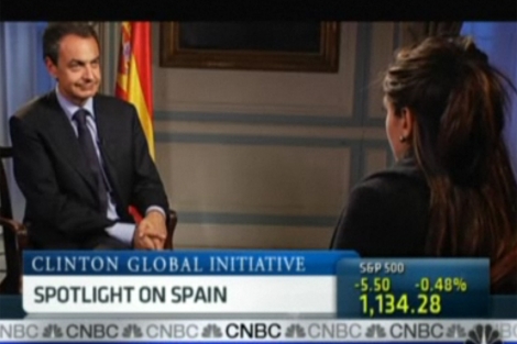 Zapatero, durante la entrevista en la CNBC. | Elmundo.es