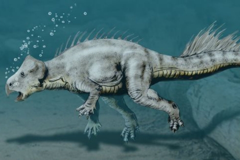 Recreación del Koreaceratops, un dinosaurio acuático. | El Mundo