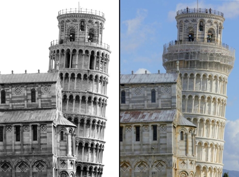 El antes y el después de las obras de restauración de la famosa Torre de Pisa. | Afp
