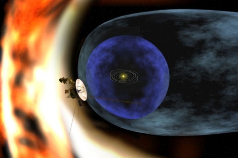 Recreación de la estructura del Sistema solar, con la nave 'Voyager 1'.| NASA