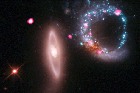 Las galaxias Arp 147 y el anillo rosa. | NASA/CXC/MIT/STScI/S.Rappaport et al