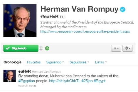 Captura del perfil en Twitter de Herman Van Rompuy.