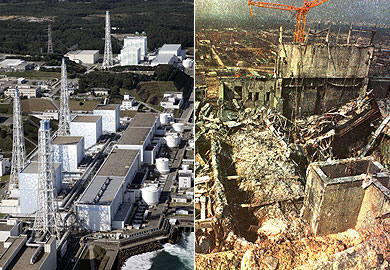 La central de Fukushima y la de Chernobil. | AP / Reuters MÁS IMÁGENES