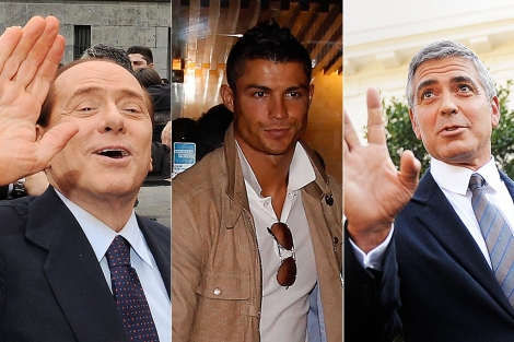 Cristiano Ronaldo, Berlusconi y George Clooney