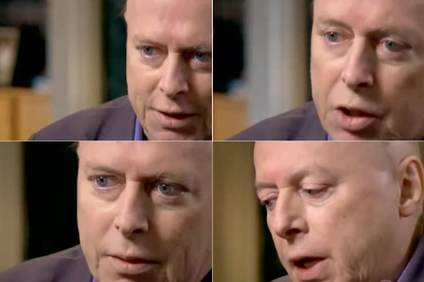 Hitchens, en cuatro momentos de una reciente entrevista en la CBS.