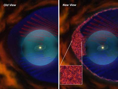 Recreación del área estudiada por las 'Voyager' antes y después del hallazgo. | NASA la nueva y la antigua visión | NASA