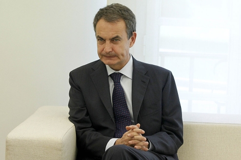 José Luis Rodríguez Zapatero, el lunes, en un acto en el Palacio de la Moncloa. | José Aymá
