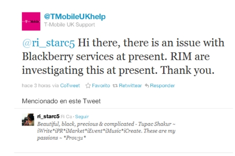 Twitter del operador T-Mobile.