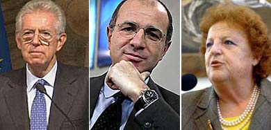 Mario Monti, Corrado Passera y Anna Maria Cancellieri. | E. M.