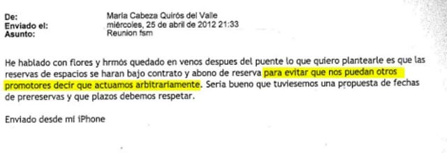 El email en que 'Cabe' Quirós preparaba la exclusiva de Arena para Flores.