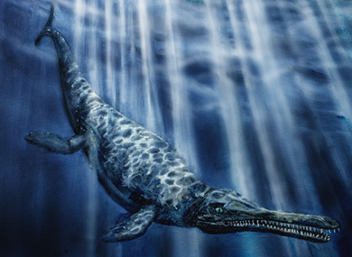 Recreación artística del cocodrilo que vivió en el Jurásico. | Aragosaurus-IUCA