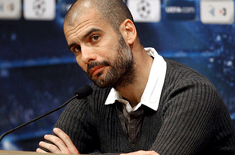 Guardiola,  durante la rueda de prensa.  EFE Guardiola, durante la rueda de prensa.  EFE