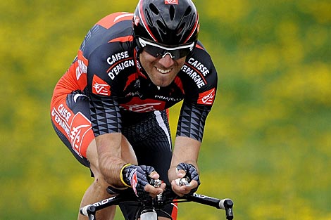 Valverde, el pasado abril, durante una contrarreloj en la Vuelta a Romandía. (Foto: Afp)