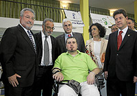 Campa�a de Tr�fico en el Hospital de Parapl�jicos de Toledo. Pepe Navarro, Bernat Soria y Barreda visitan el hospital.