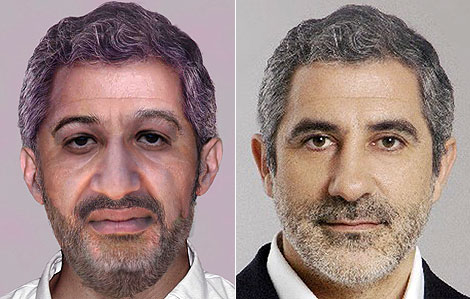 A la izda., el 'retrato robot' de Osama bin Laden; a la dcha., Gaspar Llamazares.